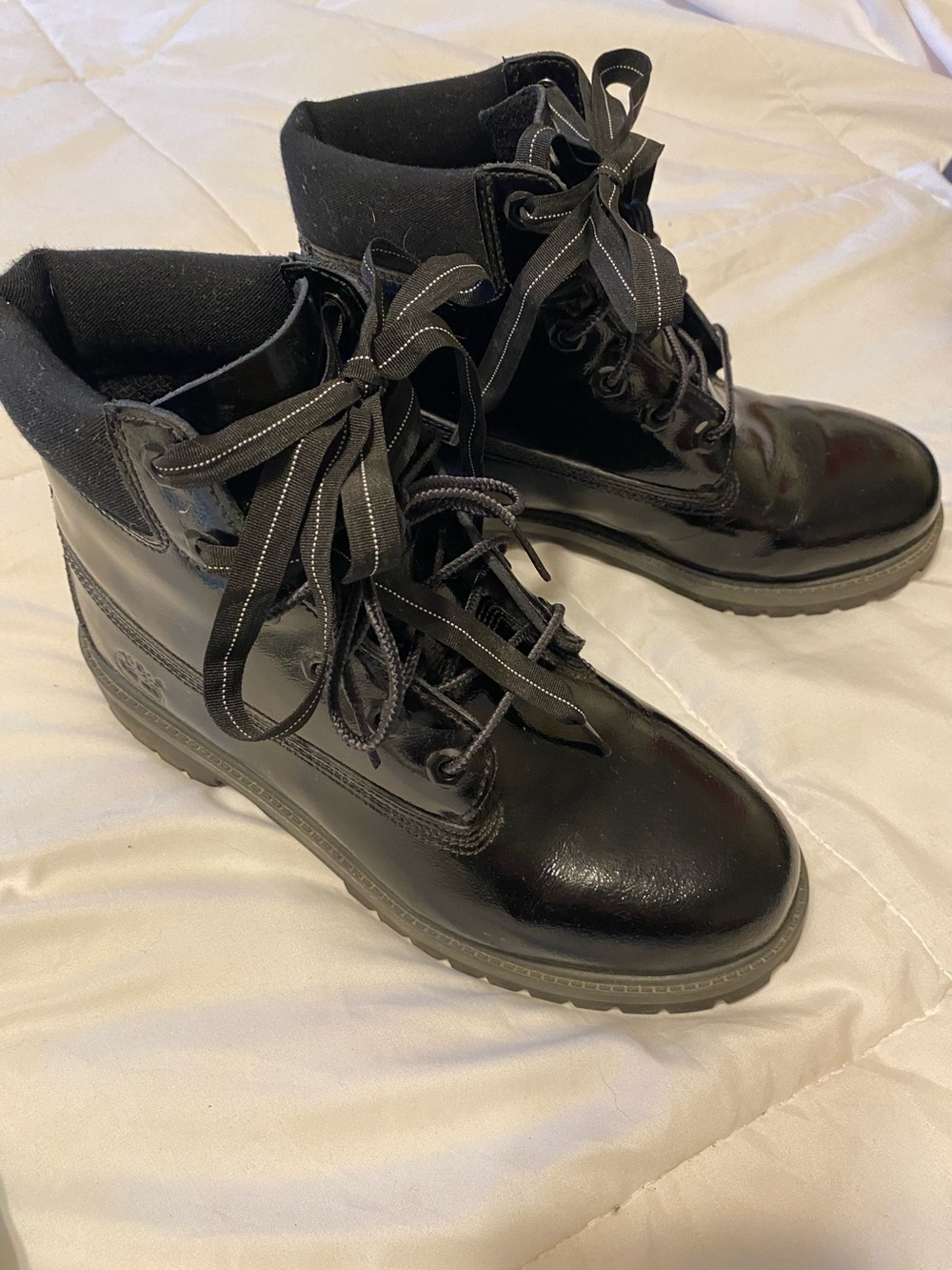 Timberland Black Patent Lace-Up Women's Ankle Boots